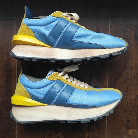 Lanvin Bumper Women's Sneakers Blue and Yellow Size 6.5-7 37EU - Picture 2 of 7